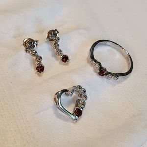 Sterling Silver Garnet January Birthstone Set